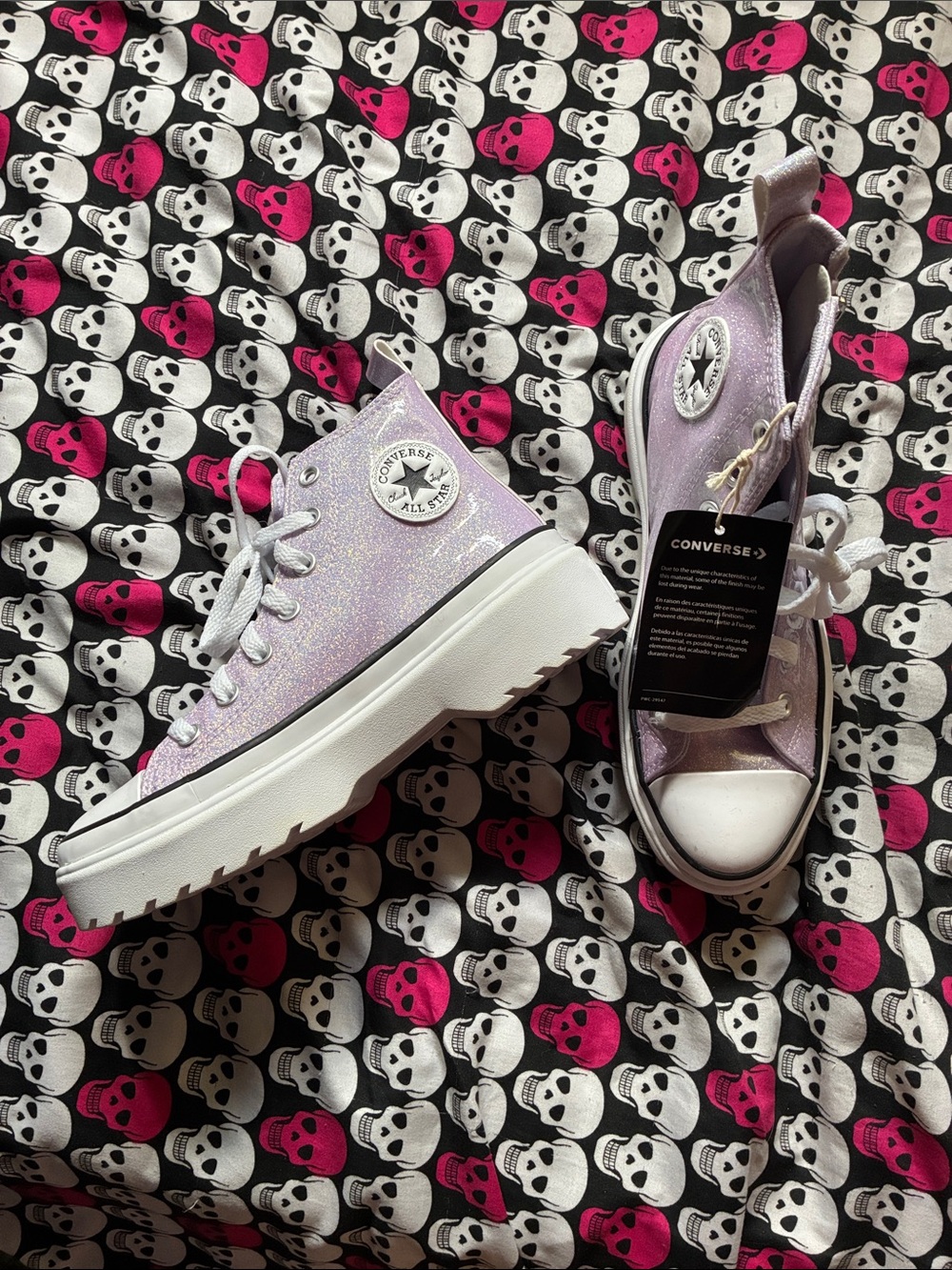 Pastel glitter lavender converse high tops